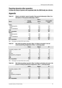 Parenting dynamics after separation  Parenting dynamics after separation A follow-up study of parents who separated after the 2006 family law reforms  Appendix