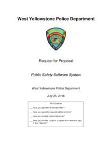 West Yellowstone Police Department  Request for Proposal Public Safety Software System