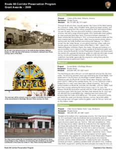 Route 66 Corridor Preservation Program Grant Awards – [removed]Arizona Project: Colors of the West, Williams, Arizona