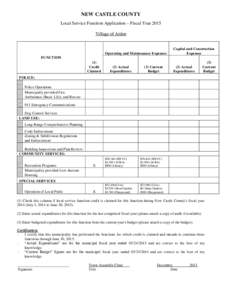 NEW CASTLE COUNTY Local Service Function Application – Fiscal Year 2015 Village of Arden Operating and Maintenance Expenses