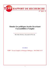 Bunel, Tovar _ simuler les politiques publiques favorisant l'accessibilité à l'emploi_RR13-9