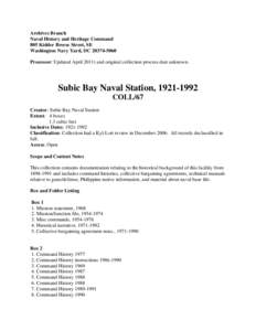 Naval History & Heritage Command / Washington /  D.C. / Washington Navy Yard / Military / United States / U.S. Naval Base Subic Bay / Zambales / Fort Wint