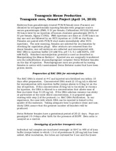 Biotechnology / Laboratory techniques / DNA replication / Polymerase chain reaction / Microinjection / Lysis buffer / Green fluorescent protein / Taq polymerase / Primer / Biology / Chemistry / Molecular biology