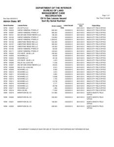 Run Date[removed]Admin State: MT DEPARTMENT OF THE INTERIOR BUREAU OF LAND