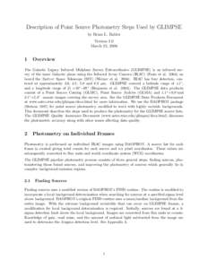 Description of Point Source Photometry Steps Used by GLIMPSE by Brian L. Babler Version 1.0 March 13, [removed]