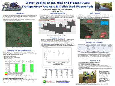 Water Quality of the Mud and Moose Rivers Transparency Analysis & Delineated Watersheds Grygla High School- Red Lake Watershed March 18, 2014  Introduction