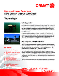 Remote Power Solutions using ORMAT® ENERGY CONVERTER Technology 1980