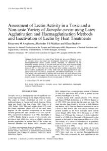 Assessment of lectin activity in a toxic and a non-toxic variety of Jatropha curcas using latex agglutination and haemagglutination methods and inactivation of lectin by heat treatments