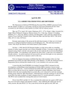 Aftermath of the Vietnam War / Defense Prisoner of War/Missing Personnel Office / POW/MIA flag / War / Missing in action / Arlington National Cemetery / BentProp Project / Robert Tills / Military / Joint POW/MIA Accounting Command / Oahu