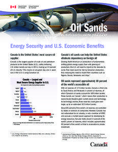 Oil Sands  A strategic resource for Canada, North America and the global market