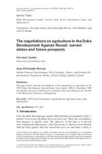 European Review of Agricultural Economics Vol[removed]pp. 539–574 doi:[removed]erae/jbi029 Special Topic: Doha Development Round: Current State of the Negotiations, Issues and Implications*