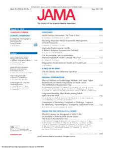 To Promote the Science and Art of Medicine and the Betterment of the Public Health March 20, 2013, Vol 309, No. 11 Pages[removed]March 20, 2013