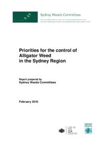 Priorities for the control of Alligator Weed in the Sydney Region Report prepared by