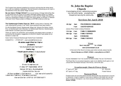 The Trustees have planned something for everyone and hope that the whole family join in with our centenary celebrations. We look forward to welcoming you all to join in the festivities on this very special village occasi