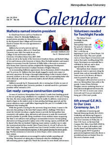 Calendar Metropolitan State University Jan. 24, 2014 Vol. 41 No. 46