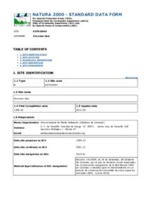 NATURA[removed]STANDARD DATA FORM For Special Protection Areas (SPA), Proposed Sites for Community Importance (pSCI), Sites of Community Importance (SCI) and for Special Areas of Conservation (SAC)