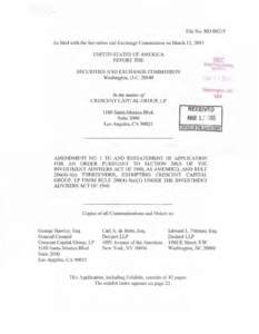 Crescent Capital Group, LP (amended application) (Amendment No. 1)
