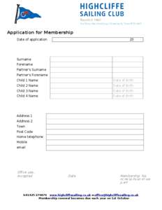 Application for Membership Date of application application: 20