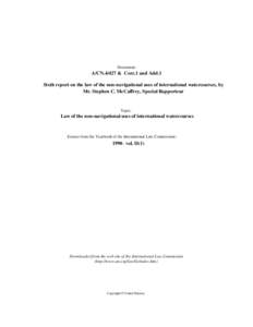 Document:-  A/CN.4/427 & Corr.1 and Add.1 Sixth report on the law of the non-navigational uses of international watercourses, by Mr. Stephen C. McCaffrey, Special Rapporteur