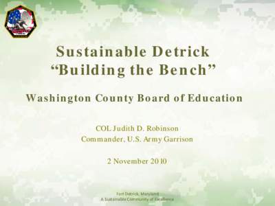 Sustainable Detrick “Building the Bench”