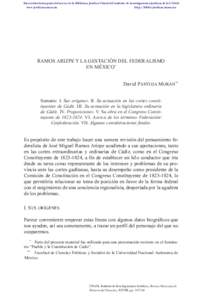 Esta revista forma parte del acervo de la Biblioteca Jurídica Virtual del Instituto de Investigaciones Jurídicas de la UNAM www.juridicas.unam.mx http://biblio.juridicas.unam.mx RAMOS ARIZPE Y LA GESTACIÓN DEL FEDERAL