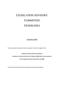 LEGISLATION ADVISORY COMMITTEE GUIDELINES Summary Index