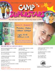 DEPARTMENT OF RECREATION, PARKS & CULTURAL AFFAIRS  CAMP SUPERSTARS