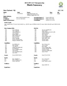 2013 OFC U-17 Championship  Match Summary