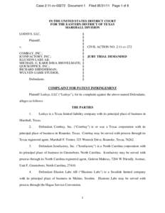 Case 2:11-cv[removed]Document 1  Filed[removed]Page 1 of 8 IN THE UNITED STATES DISTRICT COURT FOR THE EASTERN DISTRICT OF TEXAS