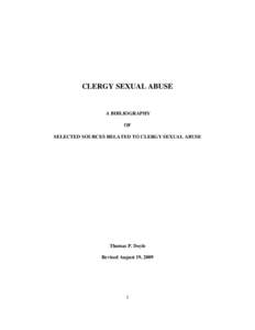 CLERGY SEXUAL ABUSE  A BIBLIOGRAPHY OF SELECTED SOURCES RELATED TO CLERGY SEXUAL ABUSE