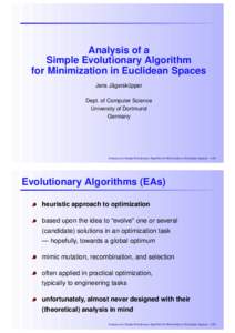 Evolutionary algorithms / Mathematical optimization / Mathematics / Cybernetics / Applied mathematics / Numerical analysis / Operations research / Evolution strategy / Minimisation / Vector space