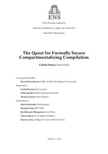 Computing / Theoretical computer science / Software engineering / Computer science / Formal methods / Logic in computer science / Functional languages / Formal verification / Xavier Leroy / Computer security / Coq / French Institute for Research in Computer Science and Automation