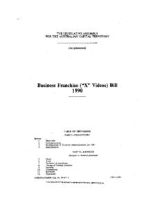 THE LEGISLATIVE ASSEMBLY FOR THE AUSTRALIAN CAPITAL TERRITORY (As presented)  Business Franchise (