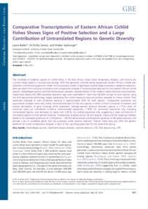 GBE Comparative Transcriptomics of Eastern African Cichlid Fishes Shows Signs of Positive Selection and a Large Contribution of Untranslated Regions to Genetic Diversity Laura Baldo*, M.Emı´lia Santos, and Walter Salzb