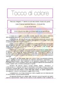    Tocco di colore Percorso integrato 1° biennio scuola secondaria di secondo grado Liceo Scienze Applicate Marconi – Civitavecchia A cura di De Paolis