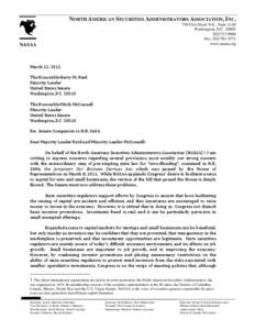 NORTH AMERICAN SECURITIES ADMINISTRATORS ASSOCIATION, INC. 750 First Street N.E., Suite 1140 Washington, D.C[removed]0900 Fax: [removed]www.nasaa.org