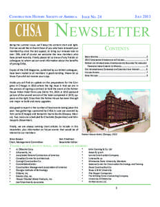 Construction History Society of America  July 2013 Issue No. 24