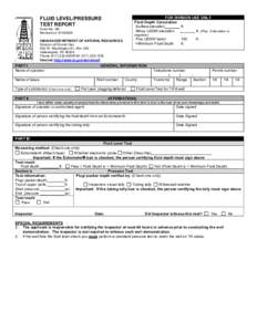 FOR DIVISION USE ONLY Fluid Depth Calculation Surface elevation ft. Minus USDW elevation ft. (Plus if elevation is