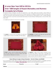 A  Lunar New Year Gift for 2010 to overSangha of Kopan Monastery– Complete Sets of Robes