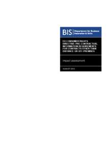 EU Consumer Rights Directive: pre-contractual information requirements for contracts other than distance or off-premises. Impact assessment