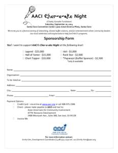 AACI  Night (Charity Karaoke Fundraiser) Saturday, September 20, 2014