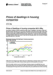 Housing[removed]Prices of dwellings in housing companies 2014, May