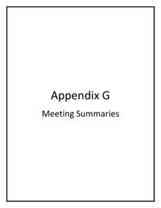 Appendix G Meeting Summaries Agenda Project