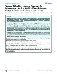 Tracking Official Development Assistance for Reproductive Health in Conflict-Affected Countries Preeti Patel1*, Bayard Roberts2, Samantha Guy3, Louise Lee-Jones4, Lesong Conteh5 1 King’s College London, London, United 