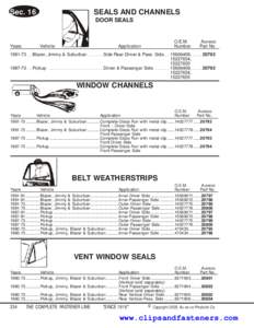 Sec. 16  SEALS AND CHANNELS DOOR SEALS  Years