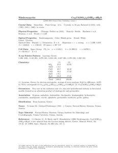 Niedermayrite  Cu4 Cd(SO4 )2 (OH)6 • 4H2 O