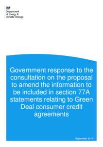 Government response to the consultation on the proposal to amend the information to be included in section 77A statements relating to Green Deal consumer credit
