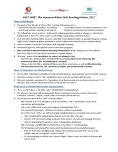 Association of Public and Land-Grant Universities / North Central Association of Colleges and Schools / Knowledge / Ohio State University / Teaching fellow / Fellow / Ohio University / Woodrow Wilson / Woodrow Wilson National Fellowship Foundation / Education / Academia / Academic administration