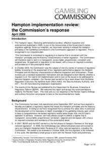 Hampton implementation review -  the Commissions response - April 2009