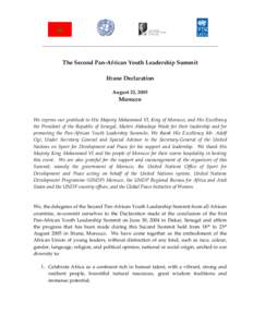 _______________________________________________________________________  The Second Pan-African Youth Leadership Summit Ifrane Declaration August 22, 2005
